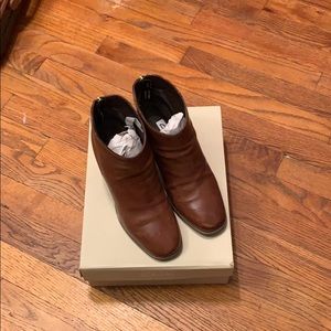 Tan Booties zip up the back